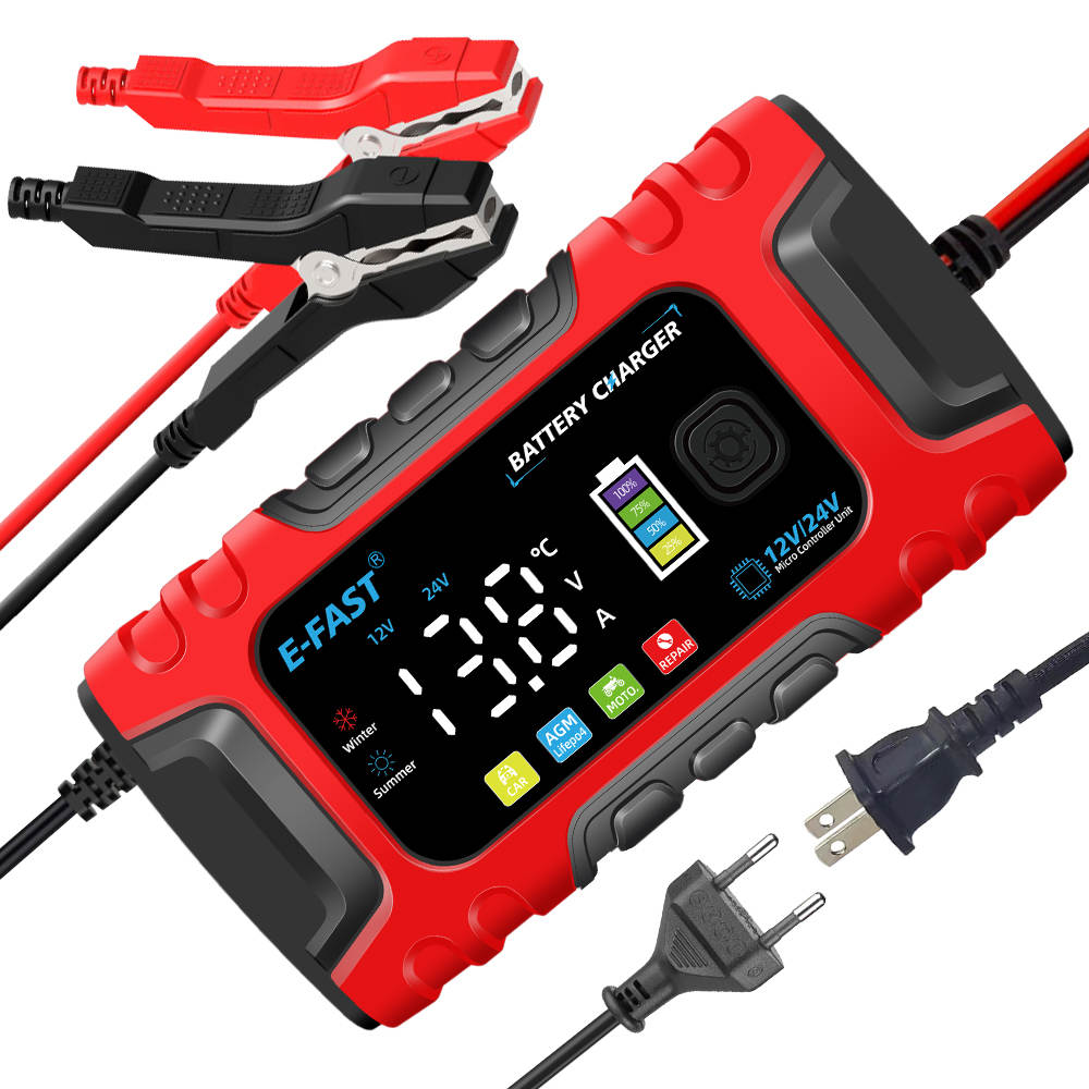E-Fast TK-600 Intelligent Batterilader - Rød