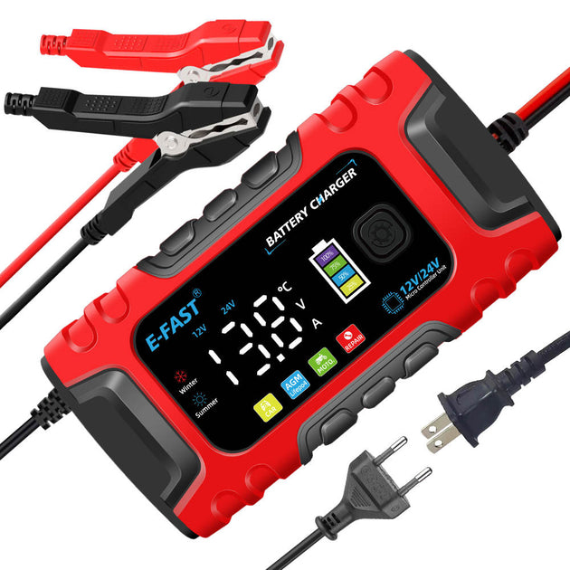 E-Fast TK-600 Intelligent Batterilader - Rød