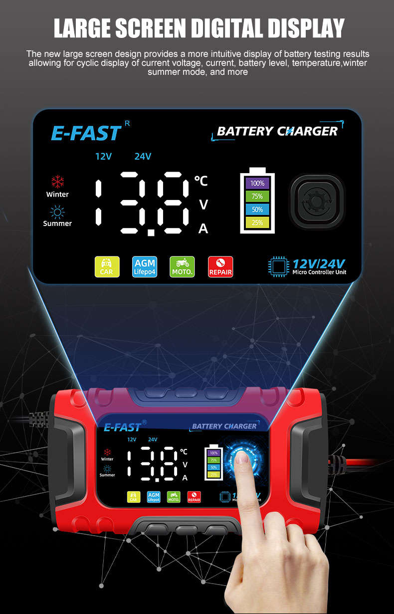 Large Screen Digital Display - Batterilader
